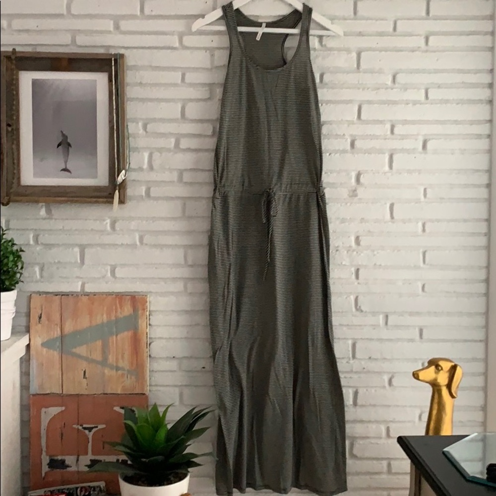 Jolie Striped Maxi Dress Tie Waist Racerback Soft Casual Small